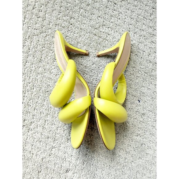 NWOB Gianvito Rossi Bijoux Mule Sandals Heels Womens 37 7 Lime Green Leather NEW - Picture 8 of 13